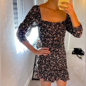 Astr the label dress - black with purple florals size S